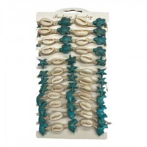 Cowry Shell & Faux Turquoise Charm Bracelet - Assorted