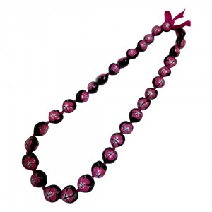 Pink Hibiscus Flower Kukui Nut Lei/Necklace