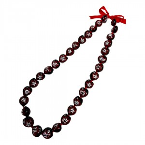 Red Hibiscus Flower Kukui Nut Lei/Necklace